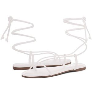 Lace Up Gladiator White Strappy Sandals